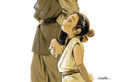 Rule 34 | 1boy, 1girl, aged down, animification, ben solo, child, happy, holding hands, looking up, matsuri6373, rey (star wars), signature, smile, spoilers, star wars, star wars: the force awakens