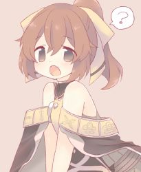 Rule 34 | 1girl, armor, bad id, bad twitter id, bare shoulders, blush, bow, bracelet, brown eyes, brown hair, cape, delthea (fire emblem), fire emblem, fire emblem echoes: shadows of valentia, jewelry, long hair, nintendo, open mouth, ponytail, simple background, solo, teu (navy)