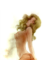 Rule 34 | 1990s (style), arched back, ass, ass grab, blonde hair, blush, breasts, closed eyes, final fantasy, final fantasy iv, girl on top, long hair, nipples, nude, rosa farrell, wavy hair