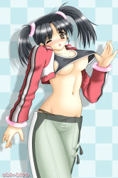Rule 34 | ;p, blush, breasts, large breasts, ling xiaoyu, nipples, one eye closed, smile, tekken, tongue, tongue out, wink