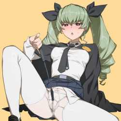 Rule 34 | 1girl, :o, absurdres, anchovy (girls und panzer), anzio school uniform, belt, blue skirt, breasts, cameltoe, cape, collared shirt, covered erect nipples, drill hair, female masturbation, girls und panzer, green hair, gusset, hair ribbon, highres, holding, holding riding crop, impossible clothes, impossible shirt, long hair, masturbation, masturbation through clothes, medium breasts, necktie, onsen tamago (hs egg), panties, pantyhose, pleated skirt, red eyes, ribbon, riding crop, school uniform, shirt, simple background, sitting, skirt, solo, sweatdrop, thighband pantyhose, twin drills, underwear, wet, wet clothes, wet panties, white pantyhose, white shirt