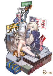 Rule 34 | 1girl, an-94 (girls&#039; frontline), animal, animal ears, animal hug, animal on head, artist request, asymmetrical legwear, bag, bird, black footwear, black skirt, blonde hair, blush, braid, braided ponytail, cat ears, caution tape, character name, closed mouth, dog tags, duffel bag, english text, full body, girls&#039; frontline, green eyes, headband, high heels, highres, hood, hood down, industrial pipe, keep calm and carry on, korean commentary, long hair, long sleeves, looking at viewer, mismatched legwear, on head, poster (object), rabbit, radio antenna, riccae, road sign, sign, simple background, single sock, single thighhigh, sitting, skirt, socks, solo, thighhighs, very long hair, warning sign, white background, white socks