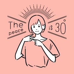 Rule 34 | 1girl, english text, hands up, highres, looking at viewer, miyoshi yoshimi, monochrome, original, pink hair, pink shirt, pink theme, shirt, short hair, short sleeves, smile, solo, upper body