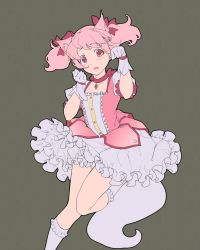 Rule 34 | 10s, 1girl, absurdres, animal ears, bad id, bad pixiv id, gloves, highres, kaname madoka, magical girl, mahou shoujo madoka magica, mahou shoujo madoka magica (anime), nanairo, pink eyes, pink hair, short hair, short twintails, simple background, solo, tail, twintails