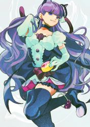 Rule 34 | 1girl, absurdres, animal ears, anklet, big hair, boots, cat ears, check copyright, choker, copyright request, cure macaron, dress, earrings, elbow gloves, foot out of frame, gloves, hand up, high heel boots, high heels, highres, jewelry, kirakira precure a la mode, kotozume yukari, leg up, long hair, looking at viewer, precure, puffy short sleeves, puffy sleeves, short sleeves, smile, solo, thigh boots, thighhighs, very long hair, weyify0jmdjfydg, white gloves, zettai ryouiki