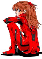 Rule 34 | 1girl, absurdres, artist request, ass, ass focus, blush, blush stickers, bodysuit, breasts, brown hair, cameltoe, expressionless, eywy4324, full body, hair between eyes, hair ornament, highres, long hair, looking at viewer, looking back, medium breasts, neon genesis evangelion, pilot suit, plugsuit, red bodysuit, shiny clothes, shiny skin, sitting, skin tight, solo, souryuu asuka langley, standing, two side up, very long hair, white background, wide hips