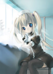 Rule 34 | blonde hair, blue eyes, fingerless gloves, ghost in the shell, ghost in the shell stand alone complex, gloves, maid, mapuru, solid state society, solo, thighhighs, twintails