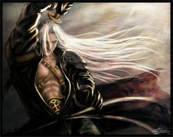 Rule 34 | 1990s (style), final fantasy, final fantasy vii, sephiroth, sword, weapon, white hair