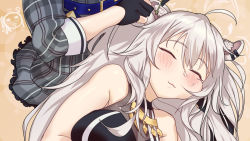 Rule 34 | 2girls, :3, ahoge, animal ear fluff, animal ears, bare shoulders, black gloves, blush, breasts, cleavage, closed eyes, commentary request, dress, ear cleaning, earrings, fingerless gloves, gloves, grey hair, hair between eyes, highres, hololive, hoshimachi suisei, hoshimachi suisei (1st costume), jewelry, lion ears, lion girl, long hair, long sleeves, medium breasts, mimikaki, multiple girls, orange background, out of frame, plaid, plaid dress, see-through, see-through cleavage, shishiro botan, shishiro botan (1st costume), simple background, virtual youtuber, yinsan usaki