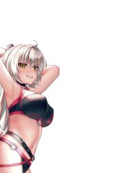 Rule 34 | 1girl, absurdres, armpits, arms behind head, bikini, breasts, cleavage, fate/grand order, fate (series), grey hair, highres, jeanne d&#039;arc alter (swimsuit berserker) (fate), jeanne d&#039;arc alter (fate), jeanne d&#039;arc alter (swimsuit berserker) (fate), large breasts, legs, long hair, looking at viewer, navel, smile, swimsuit, thighs, yellow eyes