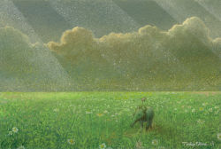 Rule 34 | artist name, cloud, cloudy sky, commentary, commentary request, dated, day, ebine toshio, english commentary, field, flower, flower field, grass, horizon, light particles, meadow, mixed-language commentary, nature, no humans, original, outdoors, scenery, signature, sky, star (symbol), tapir
