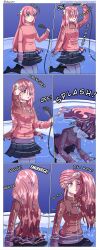 Rule 34 | 1girl, absurdres, air bubble, bath, bathtub, blue eyes, bocchi the rock!, bubble, gotoh hitori, highres, jacket, long hair, partially submerged, pink hair, skirt, socks, submerged, underwater, water, wet, wet clothes