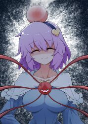 Rule 34 | 1girl, anger vein, breasts, closed eyes, closed mouth, highres, komeiji satori, large breasts, pink hair, scavia10, solo, third eye, touhou