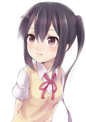 Rule 34 | 1girl, bad id, bad pixiv id, black hair, blush, k-on!, kyuri, long hair, nakano azusa, red eyes, smile, solo, sweater vest, twintails
