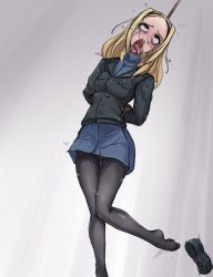 Rule 34 | 1girl, aleksandra i. pokryshkin, arms behind back, asphyxiation, bdsm, blonde hair, blush, bondage, bound, brave witches, breasts, btw mikami, crying, death, execution, hanged, noose, pain, peeing, peeing self, peril, robe, rope, skirt, small breasts, struggling, suspension, tears, thigh gap, tongue, tongue out, uniform, wet, wet clothes, wet pantyhose, world witches series
