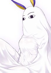 Rule 34 | 1girl, blanket, breasts, ears through headwear, fate/grand order, fate (series), hairband, medjed (fate), nitocris (fate), nitocris (fate/grand order), nitocris (swimsuit assassin) (fate), onsoku inu, simple background, skin tight, solo, white background, white theme