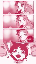 Rule 34 | 10s, 1boy, 1girl, ^ ^, animal ears, animal hands, blush, blush stickers, cat, cat ears, closed eyes, comic, concert, fake animal ears, fangs, from above, fusasa, gloves, glowstick, hairband, happy, haramaki, heart, jibanyan, looking at viewer, looking up, microphone, monochrome, motion lines, music, notched ear, nyakb, ohshioyou, open mouth, paw gloves, perspective, shoes, silent comic, singing, smile, traditional youkai, waving, youkai watch