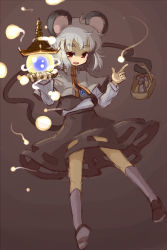 Rule 34 | 1girl, animal ears, basket, bishamonten&#039;s pagoda, capelet, female focus, glowing, grey hair, jewelry, kingin, looking at viewer, mouse (animal), mouse ears, mouse tail, nazrin, pendant, pointing, red eyes, short hair, solo, tail, touhou