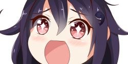 Rule 34 | + +, 10s, 1girl, close-up, hair flaps, hair ornament, kantai collection, long hair, looking at viewer, nahaki, no nose, open mouth, portrait, purple hair, red eyes, simple background, sin-poi, solo, sparkling eyes, symbol-shaped pupils, taigei (kancolle), whale, white background