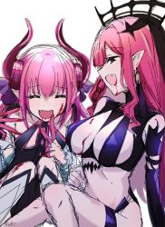 Rule 34 | 2girls, blood, breasts, detached sleeves, elizabeth bathory (fate), baobhan sith (fate), fate/grand order, fate (series), flat chest, large breasts, laughing, multiple girls, non-web source, pink hair, sketch