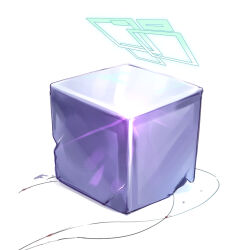Rule 34 | aris (blue archive), blue archive, cube, halo, no humans, simple background, thirty 8ght, twitter, white background