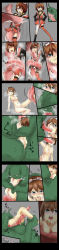 Rule 34 | absurdres, blush, breasts, brown hair, cross-section, dissolving clothes, green eyes, highres, huge tongue, long image, monster, mos yen, nude, slime, small breasts, swallowing, tall image, tears, tongue, torn clothes, vore