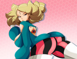 Rule 34 | 1girl, absurdres, ass, blonde hair, boots, boruto: naruto next generations, breasts, clothing cutout, delta (boruto), dress, earrings, heart cutout, highres, huge ass, jewelry, large breasts, long hair, looking at viewer, looking back, naruto, naruto (series), pink eyes, solo, sonson-sensei, thigh boots, thighhighs, white footwear