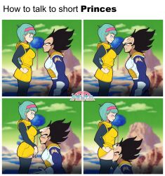 Rule 34 | 1girl, absurdres, black hair, blue eyes, blurry, blurry background, blush, breasts, bulma, cientai, closed eyes, cloud, cunnilingus, day, dragon ball, dragonball z, english text, face in crotch, feet out of frame, femdom, from side, green hair, hairband, highres, legs, looking at another, medium breasts, namek, naughty face, oral, outdoors, pantyhose, parted lips, pink hairband, saiyan armor, saliva, sequential, sexually suggestive, short hair, sideboob, sky, smile, spiked hair, standing, thighs, tree, vegeta