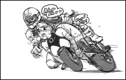 Rule 34 | 1boy, 1girl, clothed sex, fate (series), gogocherry, grabbing another&#039;s hair, helmet, hetero, medusa (fate), medusa (rider) (fate), monochrome, motor vehicle, motorcycle, objectification, sex, tagme