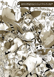 Rule 34 | ass, bar censor, beatrix (granblue fantasy), breastfeeding, breasts, censored, censored nipples, cleavage, detached sleeves, gloves, granblue fantasy, hakui ami, hat, highres, jack-o&#039;-lantern, large breasts, long hair, monochrome, navel, nipples, tagme, thighhighs, torn clothes, translation request, v-shaped eyebrows, witch hat