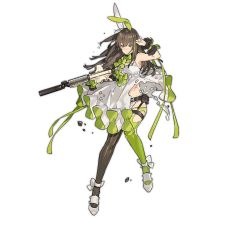 Rule 34 | 1girl, animal ears, assault rifle, asymmetrical legwear, black legwear, brown hair, damaged, dress, fake animal ears, full body, girls&#039; frontline, green hair, gun, hair between eyes, holding, holding gun, holding weapon, m4 carbine, m4a1 (a girl&#039;s hot air balloon adventure) (girls&#039; frontline), m4a1 (girls&#039; frontline), mismatched legwear, multicolored hair, official alternate costume, official art, pantyhose, rabbit ears, rifle, scope, solo, standing, starshadowmagician, striped clothes, striped pantyhose, thigh strap, torn clothes, torn dress, torn legwear, transparent background, vertical-striped clothes, vertical-striped pantyhose, weapon
