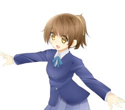 Rule 34 | 1girl, brown eyes, brown hair, hirasawa ui, k-on!, outstretched arms, ponytail, short hair, solo, sonyntendo, spread arms