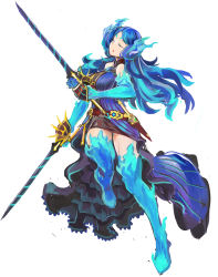 Rule 34 | 1girl, bare shoulders, blue dress, blue footwear, blue gloves, blue hair, boots, breasts, brighid (xenoblade), closed eyes, closed mouth, dagger, dress, elbow gloves, full body, gloves, highres, holding, holding sword, holding weapon, knife, large breasts, long hair, rapier, sheath, sheathed, simple background, sleeveless, sleeveless dress, solo, sword, thigh boots, tim (a9243190a), twintails, weapon, white background, xenoblade chronicles (series), xenoblade chronicles 2