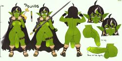 Rule 34 | 1girl, abs, ahoge, black hair, blush, breasts, cape, character sheet, cloak, earrings, english text, erection, fang, female goblin, foreskin, full-package futanari, full body, futanari, goblin, hands on own hips, highres, jewelry, large breasts, large penis, linea alba, long hair, looking at viewer, multiple views, muscular, muscular arms, muscular back, muscular female, naked cloak, navel, nipples, nude, original, penis, pointy ears, precum, pubic tattoo, seraziel, solo, standing, sword, tattoo, testicles, urethra, veins, veiny penis, weapon, yellow eyes