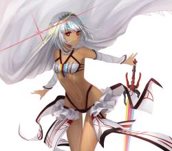 Rule 34 | 10s, 1girl, ain (3990473), altera (fate), bare shoulders, blunt bangs, breasts, choker, closed mouth, collarbone, commentary request, dark-skinned female, dark skin, detached sleeves, expressionless, fate/extella, fate/extra, fate/grand order, fate (series), full-body tattoo, headdress, highres, hip focus, holding, holding sword, holding weapon, jewelry, midriff, navel, photon ray (fate), pubic tattoo, red eyes, revealing clothes, short hair, showgirl skirt, simple background, skirt, small breasts, solo, standing, stomach, stomach tattoo, sword, tan, tattoo, thighs, veil, weapon, white background, white hair, white skirt