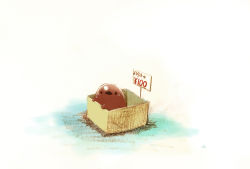 Rule 34 | 1other, bird, box, chai (drawingchisanne), chocolate, commentary request, highres, in box, in container, looking at viewer, no humans, original, price tag, simple background, white background