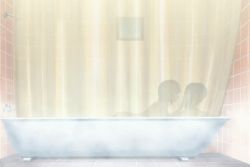 Rule 34 | 2girls, animated, animated gif, bath, bathroom, bathtub, brown hair, female focus, indoors, kenjou kaname, kiss, kiyashiki momomi, long hair, multiple girls, nude, same-sex bathing, shared bathing, short hair, strawberry panic!, yuri