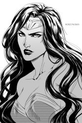 Rule 34 | 1girl, dawn of justice, dc comics, forehead protector, monochrome, solo, wonder woman, wonder woman (series)