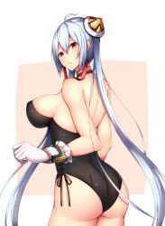 Rule 34 | 1girl, ahoge, artist request, ass, blue hair, blush, boots, breasts, closed mouth, gloves, hair between eyes, hairpods, large breasts, leotard, long hair, long sleeves, matoi (pso2), phantasy star, phantasy star online 2, red eyes, shiny clothes, shiny skin, sideboob, sidelocks, solo, twintails, very long hair