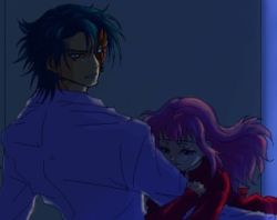 Rule 34 | 1boy, age difference, anya alstreim, artist request, code geass, green hair, jeremiah gottwald, lowres, male focus, orange eyes, solo, source request