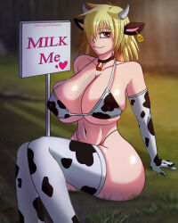 Rule 34 | animal print, ass, bell, bikini, breasts, cow print, hellsing, horns, huge breasts, non-web source, seras victoria, sign, swimsuit