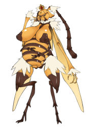 Rule 34 | 1girl, antennae, arthropod girl, bee, bee girl, breasts, bug, colorized, crown, extra arms, extra eyes, furry, furry female, highres, holding, holding stomach, huge breasts, insect, insect girl, insect wings, jon henry nam, monochrome, monster girl, original, pregnant, queen bee, solo, wings