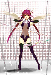 Rule 34 | elbow gloves, envelope, gloves, legs, original, red hair, solo, takanashi kana, thighhighs, twintails, wings