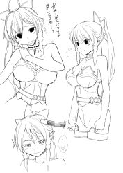 Rule 34 | 10s, 1girl, breasts, cleavage, greyscale, large breasts, leafa, long hair, monochrome, pointy ears, ponytail, sei kazuyoshi, sword art online