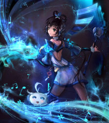 Rule 34 | 1girl, absurdres, highres, luo tianyi, microphone, musical note, tian dian, vocaloid, xiezhuyu