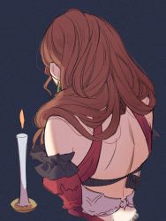 Rule 34 | 1girl, backless dress, backless outfit, brown hair, dorothea arnault, dress, earrings, fire emblem, fire emblem: three houses, jewelry, long hair, nintendo, solo