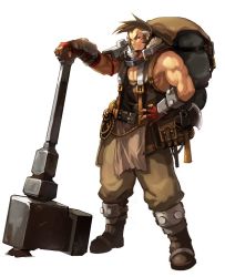 Rule 34 | 00s, axe, belt, blacksmith linus, boots, dnf, dungeon and fighter, fingerless gloves, gloves, hammer, rope, weapon
