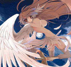 Rule 34 | 1girl, bad anatomy, bad id, bad pixiv id, breasts, brown hair, endou chihiro, feathers, harpy, highres, long hair, looking at viewer, monster girl, nude, original, solo, very long hair, winged arms, wings