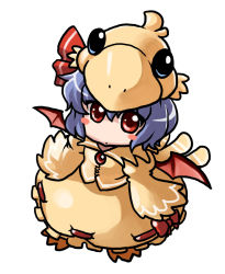 Rule 34 | 1girl, animal costume, bat wings, blue hair, blush stickers, chocobo, female focus, fenne, final fantasy, hat, phenne, red eyes, remilia scarlet, short hair, solo, touhou, wings