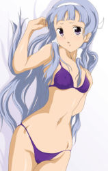 Rule 34 | bikini, blue hair, hairband, highres, kannagi, long hair, nagi, nanashi noiji, purple eyes, solo, swimsuit